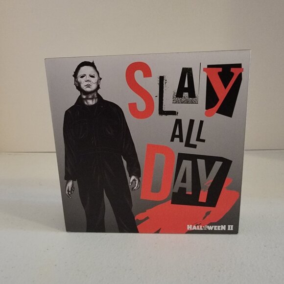 Michael Myers Slay All Day Halloween Block Decor New - Picture 1 of 4